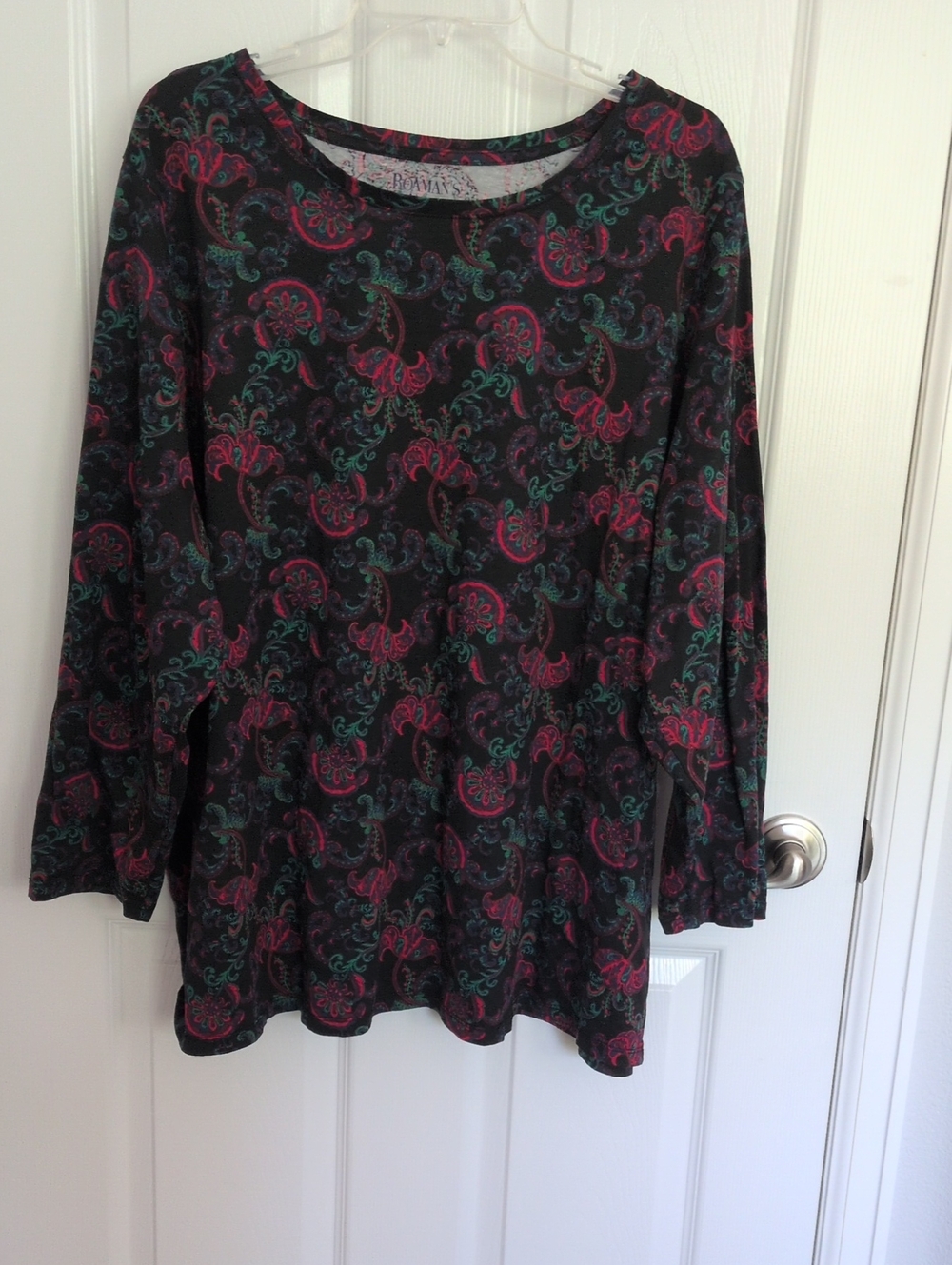 Roaman's Paisley 3/4 Sleeve Top - 3X - 30/32 - Picture 1 of 5